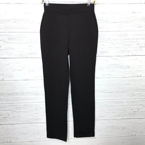 NEW Susan Graver Women's Dark Brown Pants Ponte Straight Leg Elastic Waist XXS - Picture 1 of 12